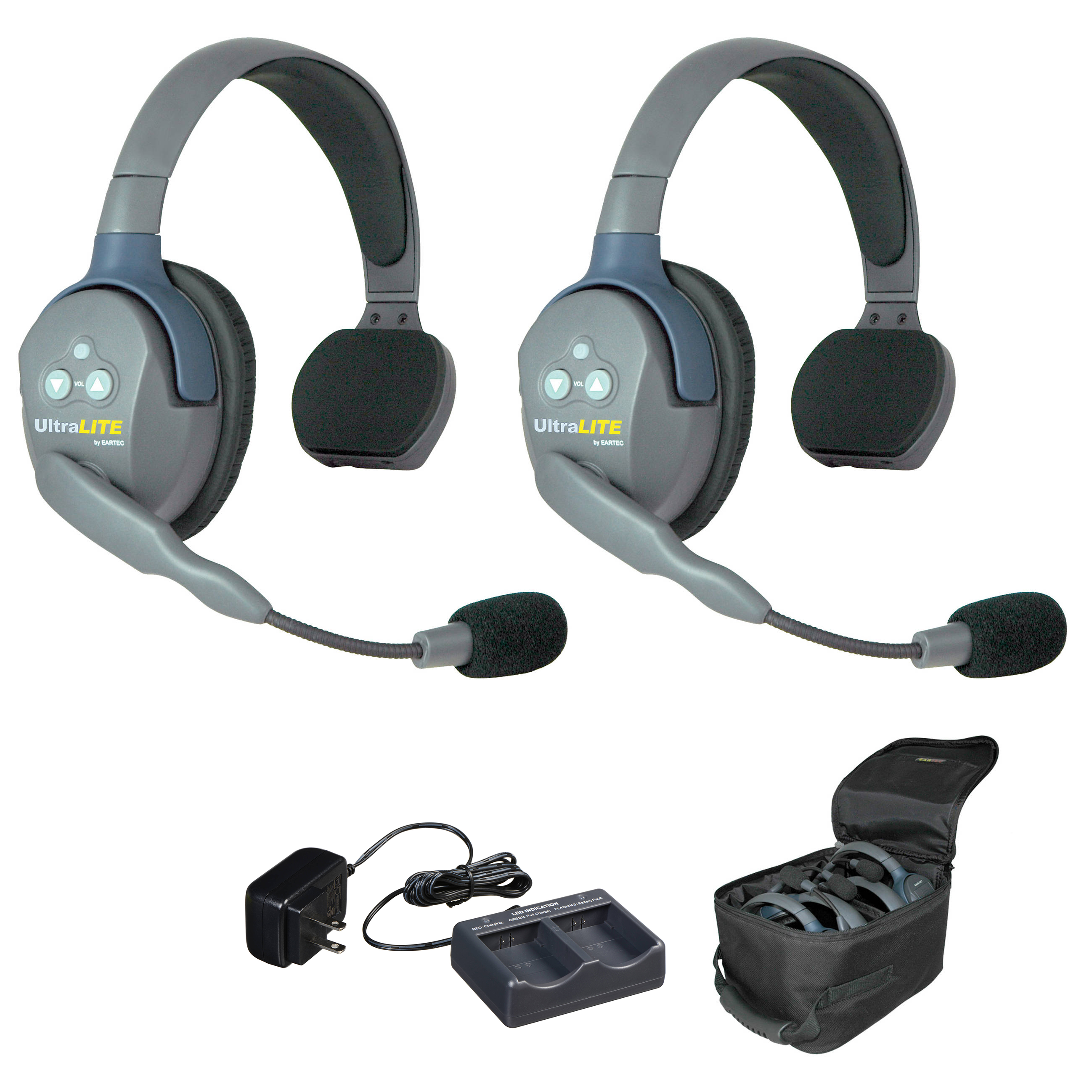 Kit de 2 intercomunicadores de diadema Eartec UltraLITE de un oído