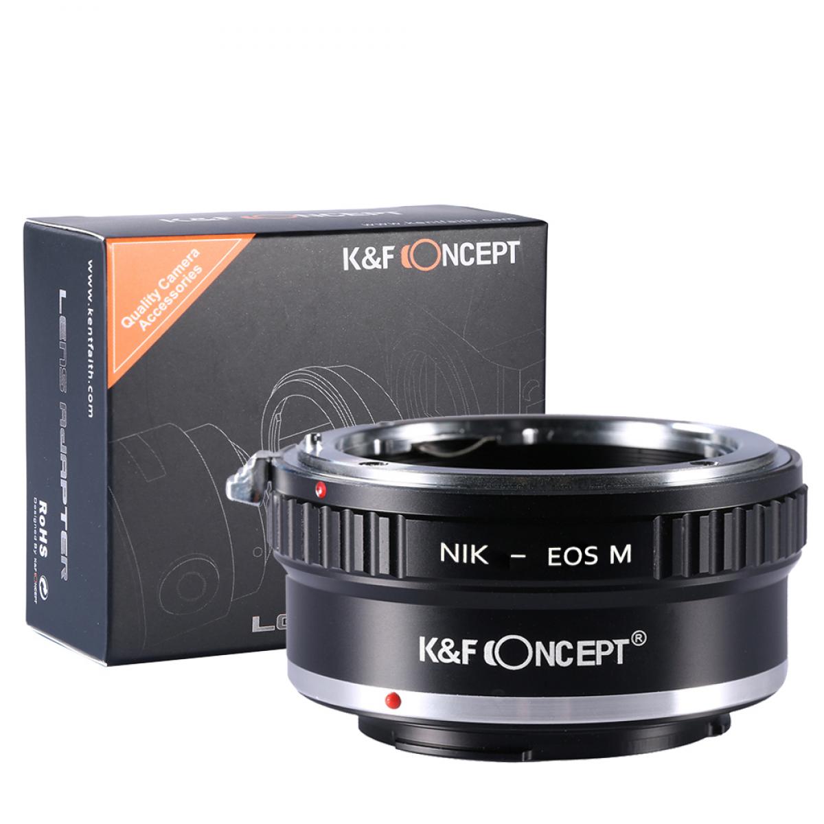Adaptador manual K&F Concept NIK-EOS M, lentes Nikon F en cámaras Canon EF EOS M