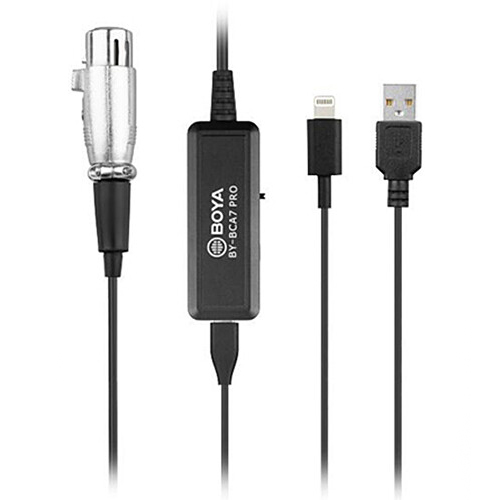 Cable adaptador Boya BY-BCA7 PRO, de XLR a USB-A y Lightning