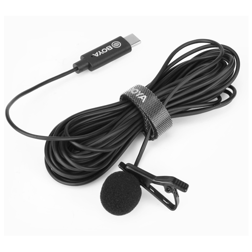 Micrófono corbatero omni direccional Boya BY-M3 con conexión USB-C