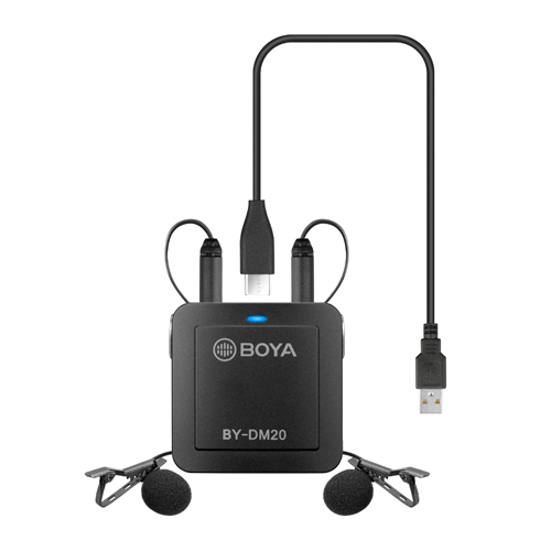 Sistema doble de micrófonos corbateros Boya BY-DM20, para Android, iOS, PC