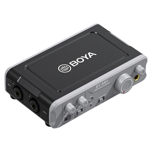 Mezclador de 2 canales Boya BY-AM1 con puestos XLR y 1/4″, y salida USB para PC