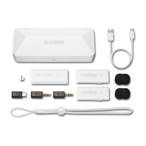 Kit de 2 micrófonos inalámbricos Godox MoveLink Mini UC Kit 2 (Blanco), puerto USB-C