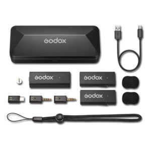 Kit de 2 micrófonos inalámbricos Godox MoveLink Mini UC Kit 2 (Negro), puerto USB-C