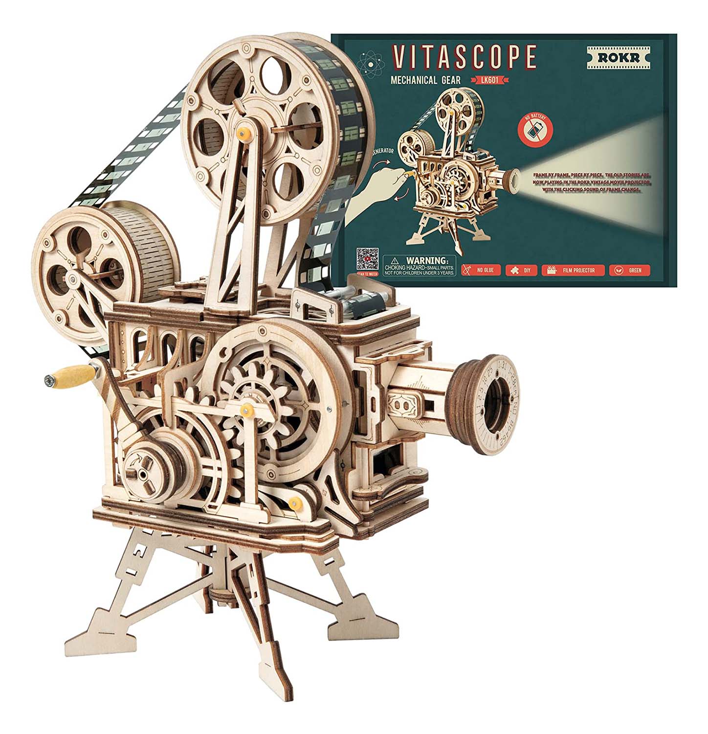 Proyector clasico Vitascope de juguete, para armar, en madera