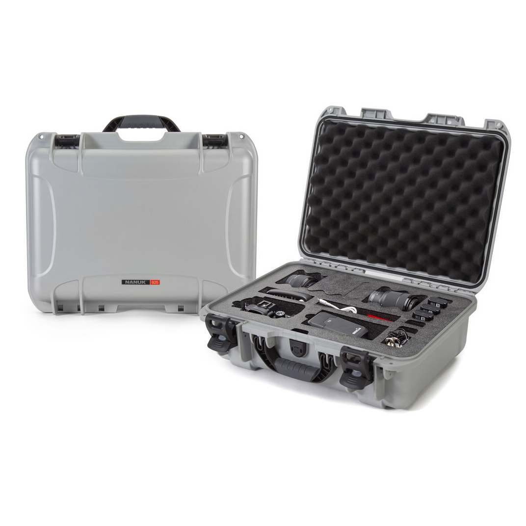 Maleta rígida plateada Nanuk 925 para cámara profesional y accesorios, 21 litros