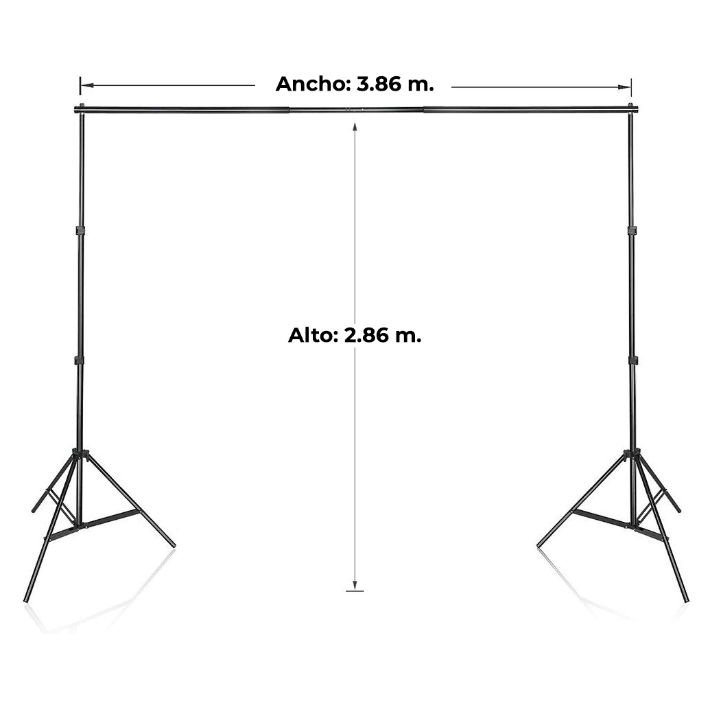 Estructura Heavy Duty para Fondos de Estudio - Alto 2.86m, Ancho 3.86m.