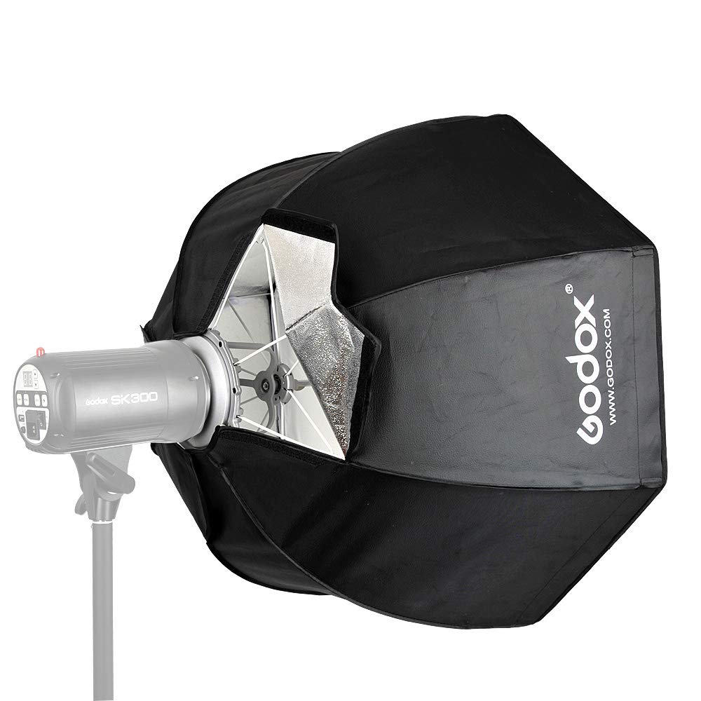 Softbox Octogonal Godox apertura rápida de 120cm, acople Bowens, panal de abeja