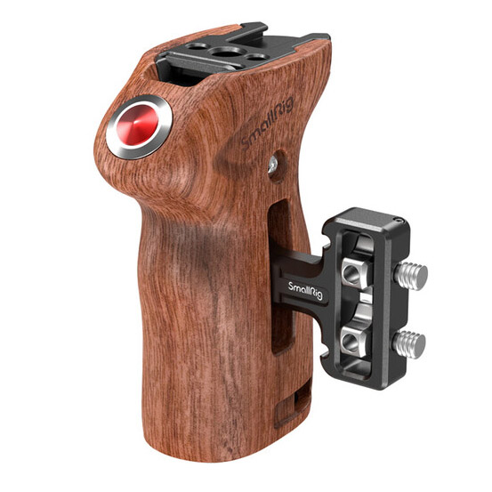 Mango empuñadura lateral de madera SmallRig 3323 con botón de Start/Stop, acople 1/4"