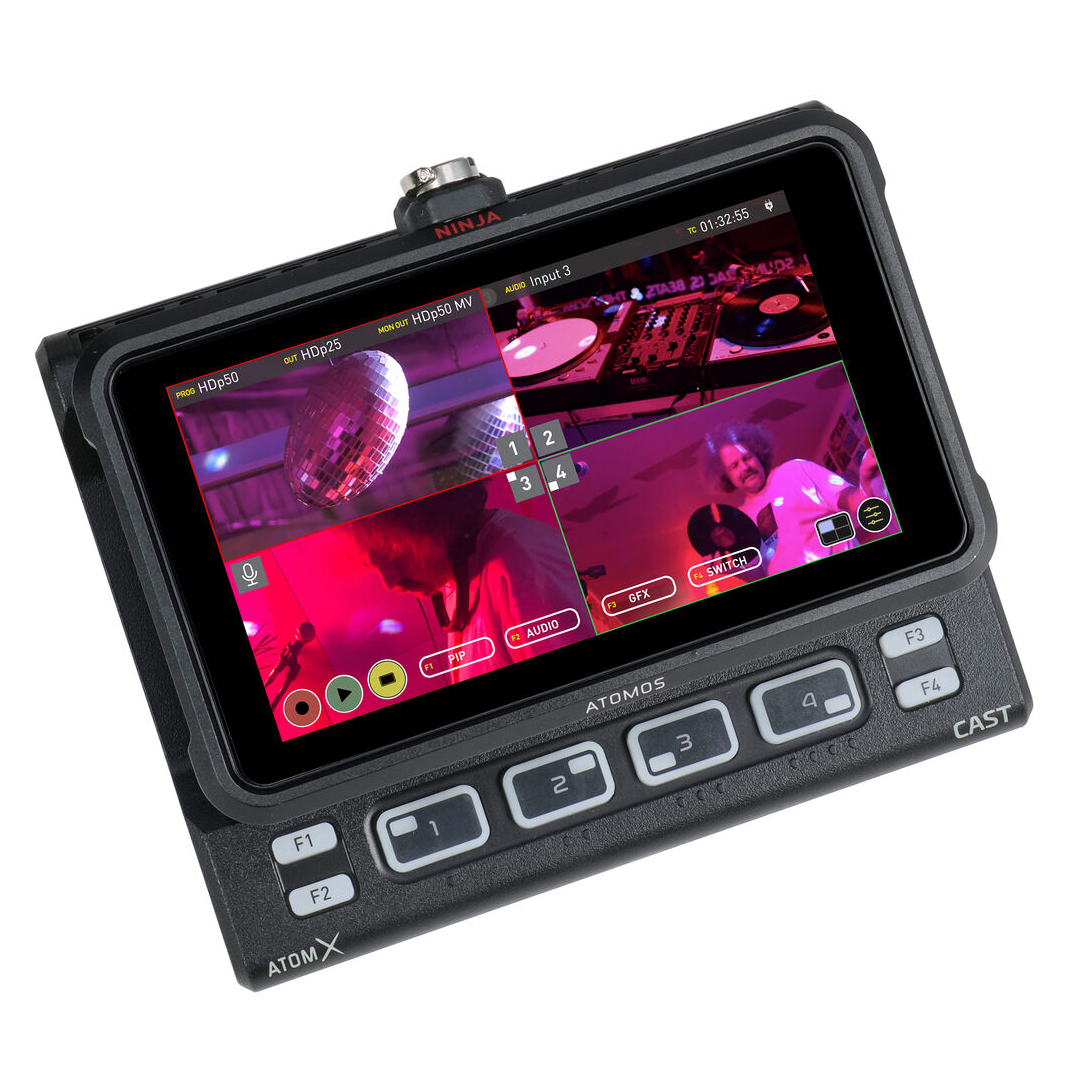 Combo monitor grabador tactil Atomos Ninja V de 5" y mezclador AtomX CAST de 4 canales