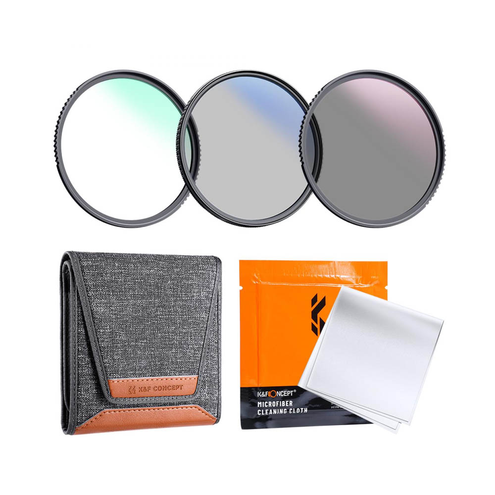 Kit de filtros K&F Concept Keen Series 52mm, capa azul (MCUV + CPL + ND4)