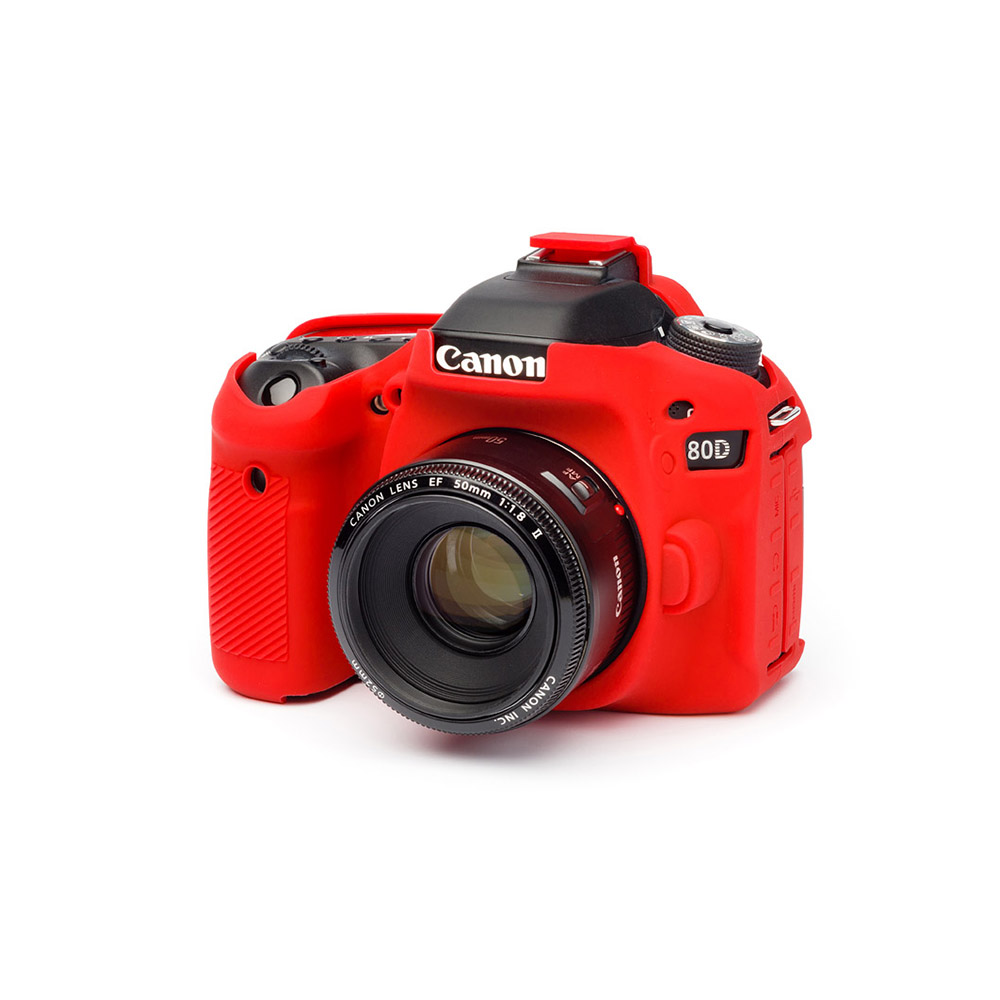 Carcasa de Silicon EasyCover para Canon 80D - Rojo - ECC80DR