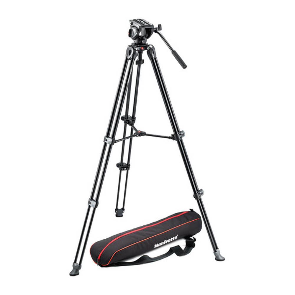 Tripode de video Manfrotto MVH500A, cabeza fluida con resistencia, bolso, 154cm, 8kg.