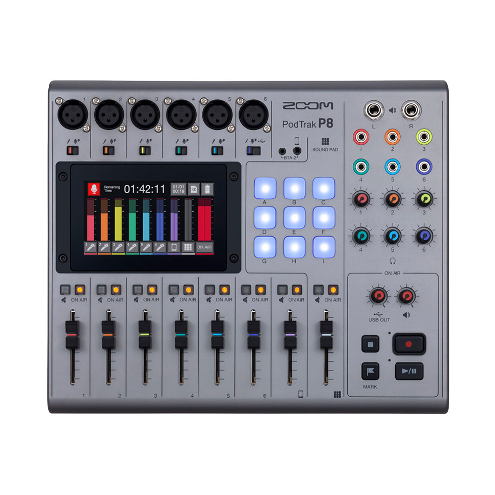 Grabadora portátil para podcasts Zoom PodTrak P8, 6 entradas