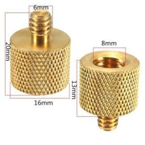 Convertidor de bronce, de 1/4" macho a 3/8" hembra