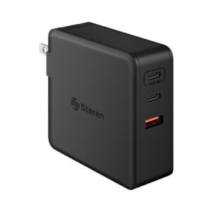 Cargador rápido triple Steren GaN, PD y QC, 140 watts (ELI-7140)