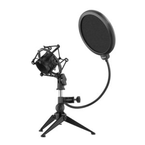 Pedestal de mesa para micrófonos Steren MS-505, con filtro antipop